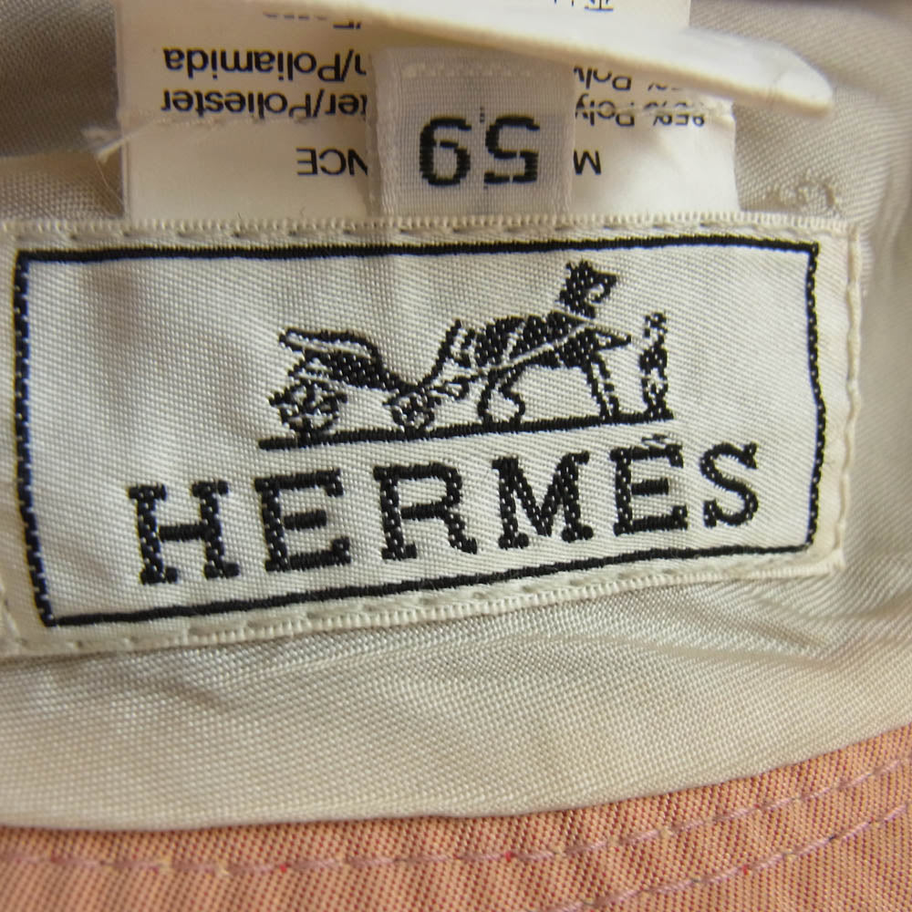 HERMES エルメス Hロゴ 刺繍 バケットハット 帽子 ブラック系 59【中古】