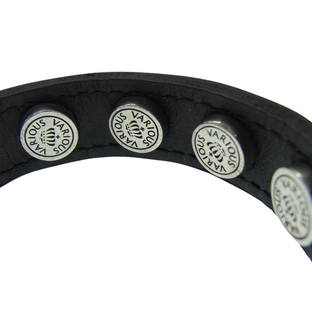 Justin Davis ジャスティンデイビス SOPDET LEATHER BRACELET クラウン スタッズ レザー ブレスレット シルバー系 ブラック系【中古】