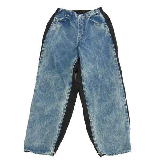 ssstein シュタイン ST.782 NYLON COMBINATION CHEMICAL BLEACHED DENIM JEANS  コンビネーション 異素材切替 ドッキング 再構築 ブリーチ デニム ナイロン パンツ S【中古】