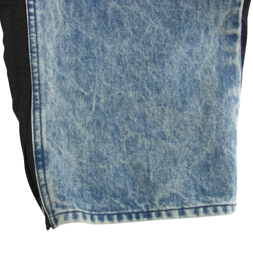 ssstein シュタイン ST.782 NYLON COMBINATION CHEMICAL BLEACHED DENIM JEANS  コンビネーション 異素材切替 ドッキング 再構築 ブリーチ デニム ナイロン パンツ S【中古】