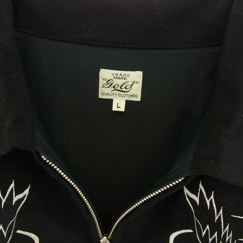 GOLD ゴールド GL15359 × ARKnets × TIME AFTER TIME WOOL MELTON SOUVENIR JACKET WHITE EAGLE ウールメルトン 刺繍 スーベニア ジャケット ブラック系 L【中古】
