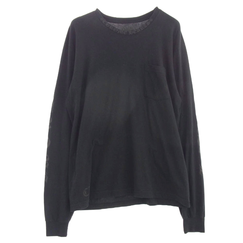 CHROME HEARTS クロムハーツ（原本無） NECK LOGO TEE ネックロゴ ロングスリーブ 長袖 Tシャツ カットソー ブラック系 XL【中古】