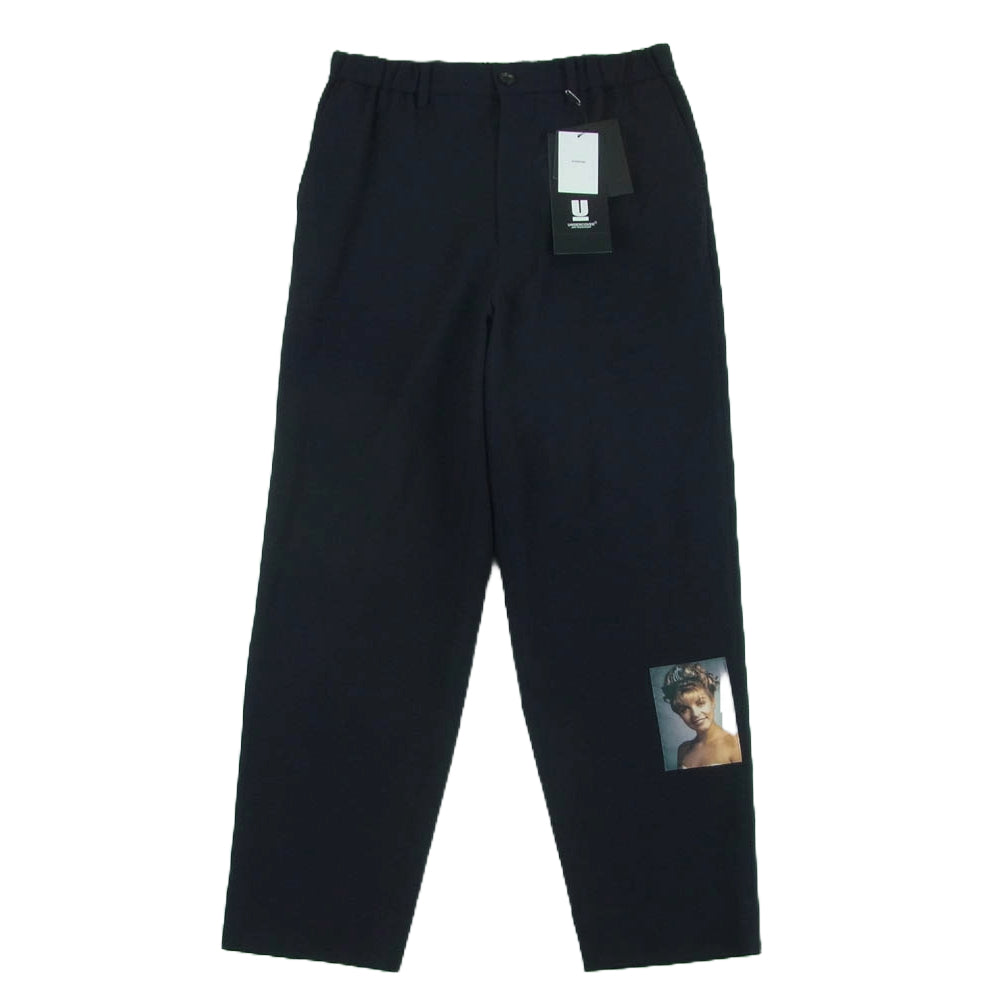 UNDERCOVER アンダーカバー 24AW UC2D4501-1 Patch Pants ツインピークス グラフィックパッチ イージー ウール ポリエステル スラックス パンツ ダークネイビー系 2【美品】【中古】