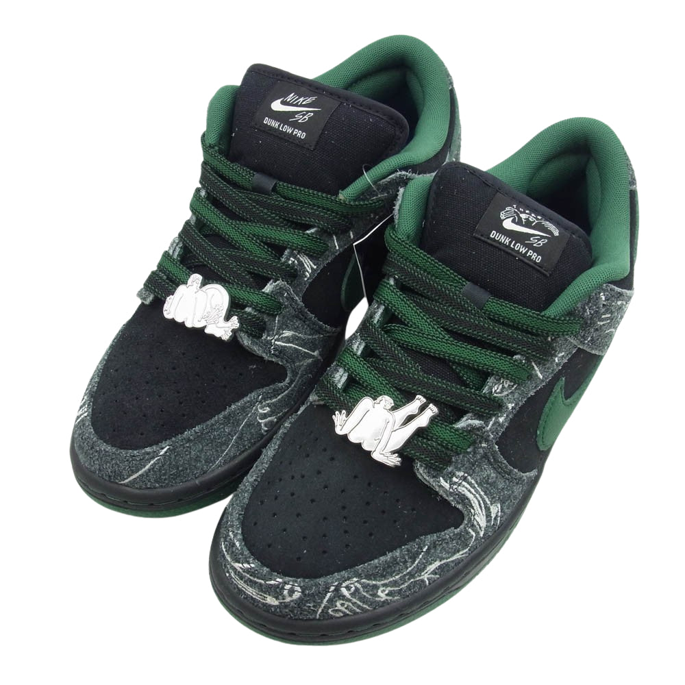 NIKE ナイキ HF7743-001 ×There Skateboards SB Dunk Low Pro Anthracite and Gorge Green ゼアスケートボード ダンク ロー プロ  スニーカー ブラック系 グリーン系 26cm【新古品】【未使用】【中古】