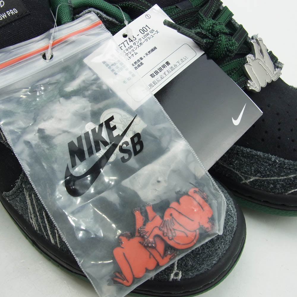 NIKE ナイキ HF7743-001 ×There Skateboards SB Dunk Low Pro Anthracite and Gorge Green ゼアスケートボード ダンク ロー プロ  スニーカー ブラック系 グリーン系 26cm【新古品】【未使用】【中古】