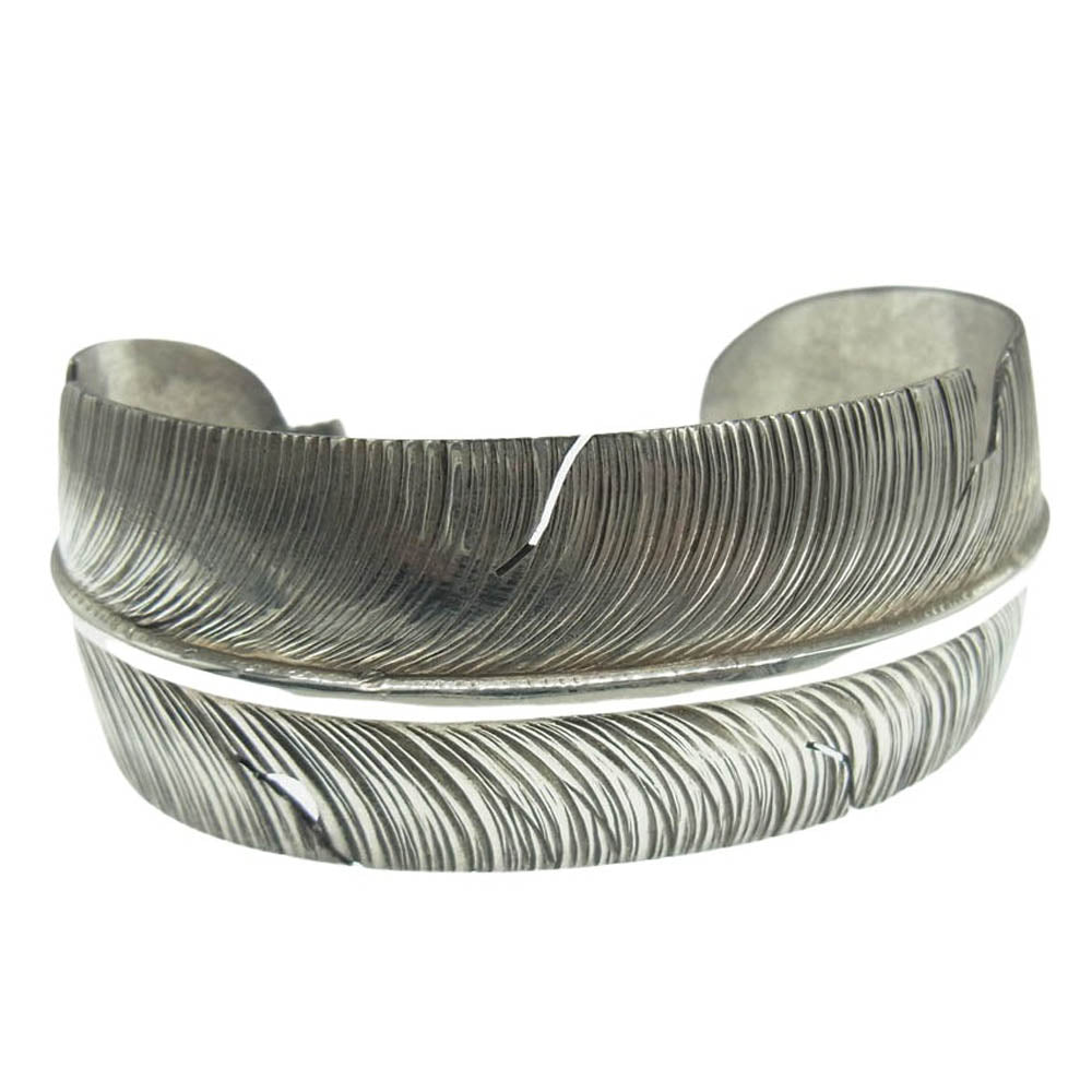 インディアンジュエリー アーティスト不明 フェザー バングル シルバー系【中古】