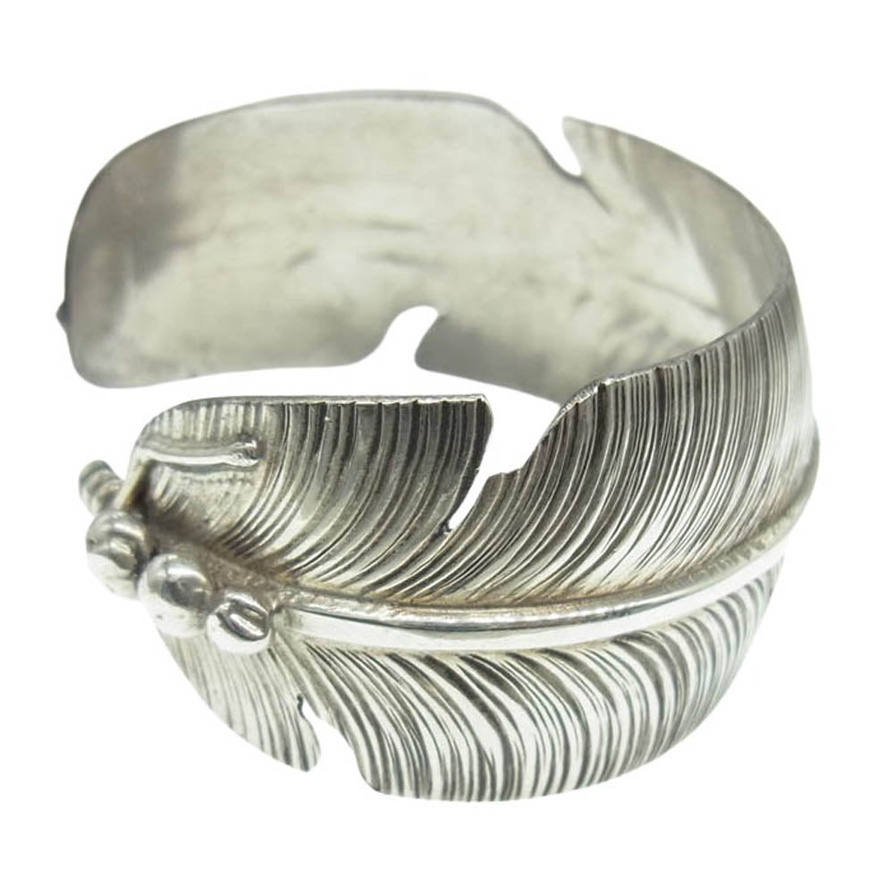 インディアンジュエリー アーティスト不明 フェザー バングル シルバー系【中古】