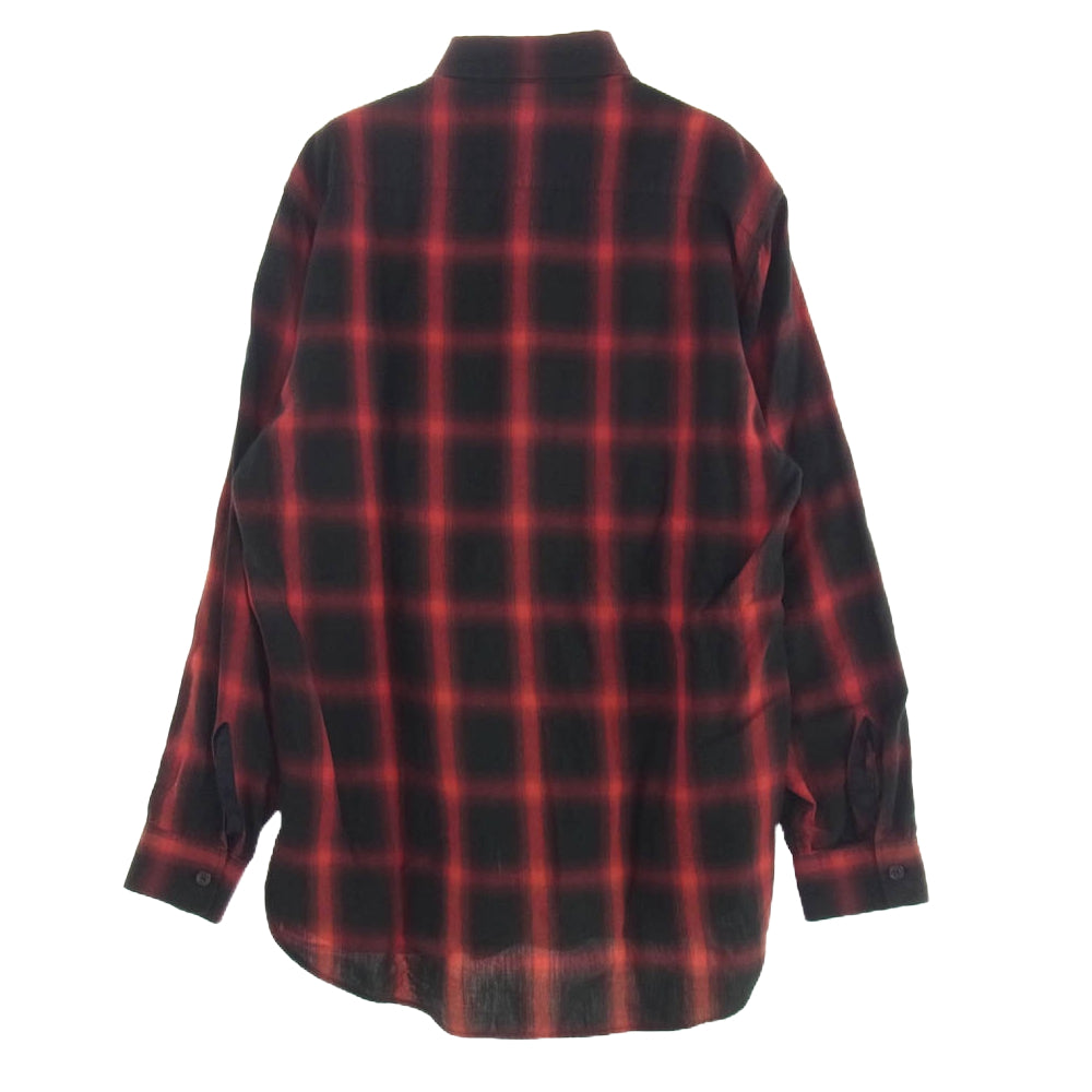 SAINT LAURENT サンローラン 13AW 326627 Y7298 エディ期 コットン リヨセル オンブレ チェック シャツ ブラック系 レッド系 38/15【中古】