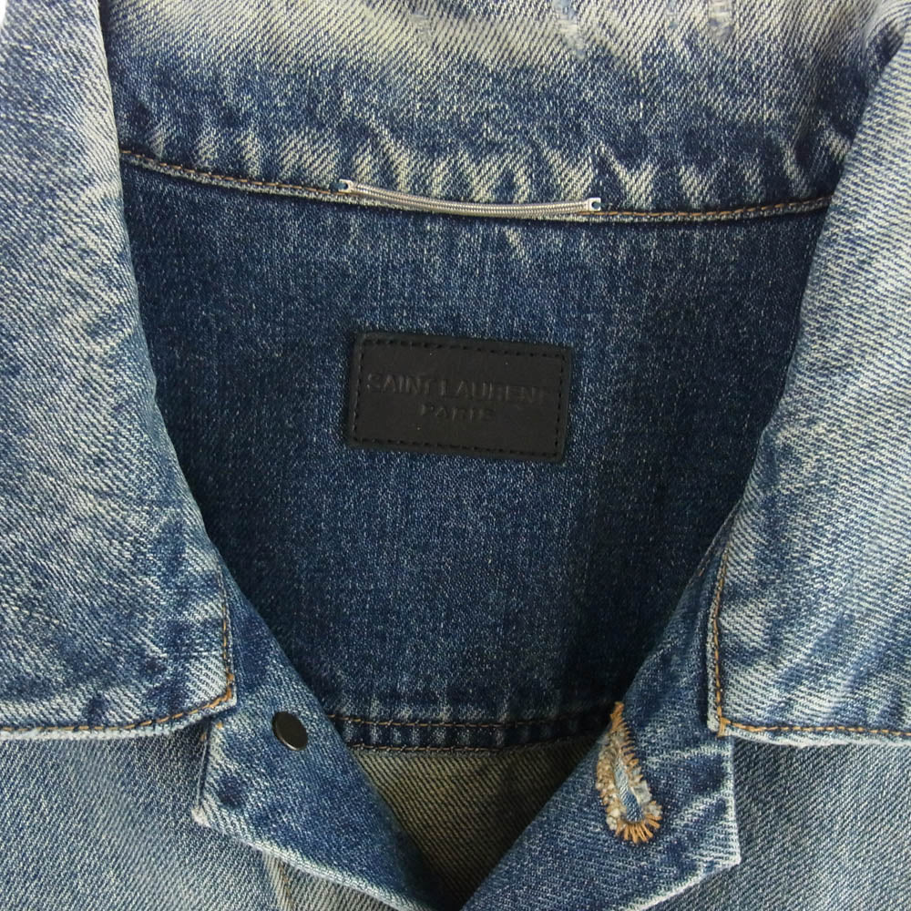 SAINT LAURENT サンローラン 21SS 597085 Y502V ダメージ加工 デニム ジャケット インディゴブルー系 S【中古】