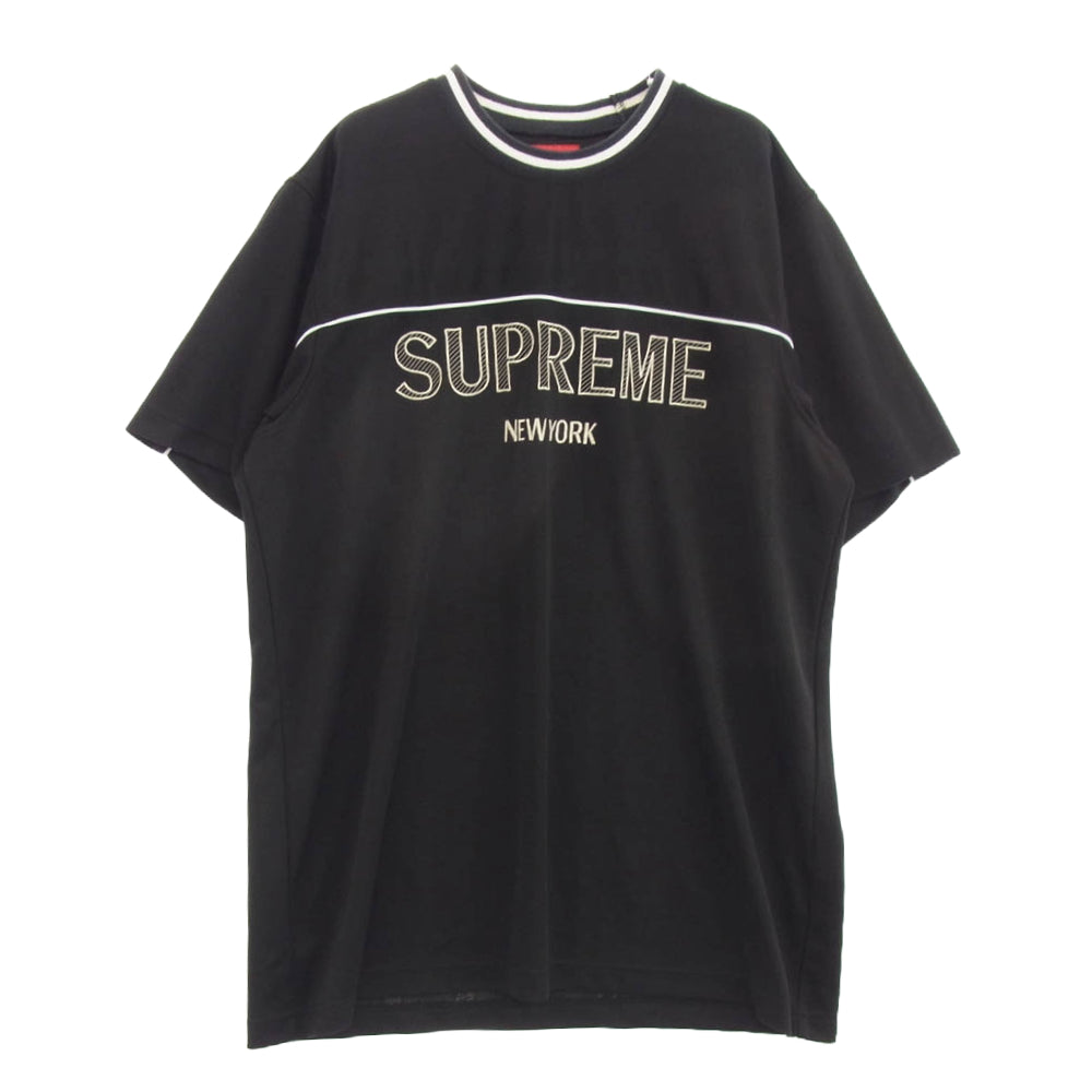 Supreme シュプリーム 18SS Dazzle Warm Up Top ロゴ刺繍 Tシャツ ブラック系 L【中古】