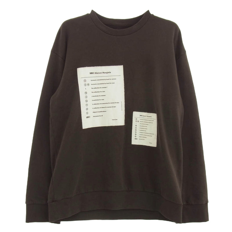 MAISON MARGIELA メゾンマルジェラ 22AW S52GU0171 S25537 ナンバーロゴパッチ クルーネック オーバーサイズ スウェット ブラウン系 S【中古】