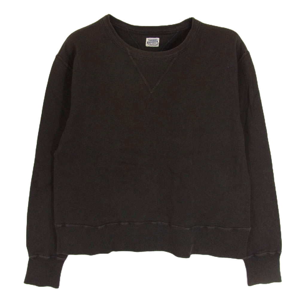 TENDERLOIN テンダーロイン T-SWEAT 両Vガゼット バック ロゴ プリント スウェット シャツ 裏起毛 ブラウン ブラック系 S【中古】