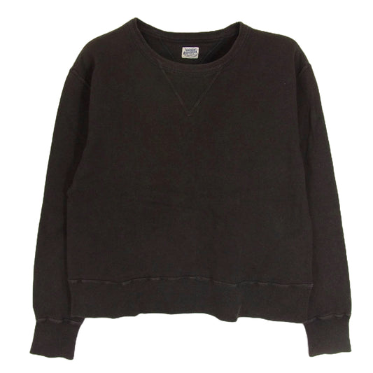 TENDERLOIN テンダーロイン T-SWEAT 両Vガゼット バック ロゴ プリント スウェット シャツ 裏起毛 ブラウン ブラック系 S【中古】