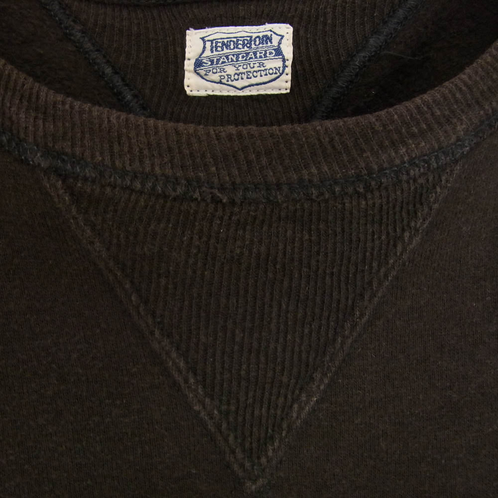 TENDERLOIN テンダーロイン T-SWEAT 両Vガゼット バック ロゴ プリント スウェット シャツ 裏起毛 ブラウン ブラック系 S【中古】