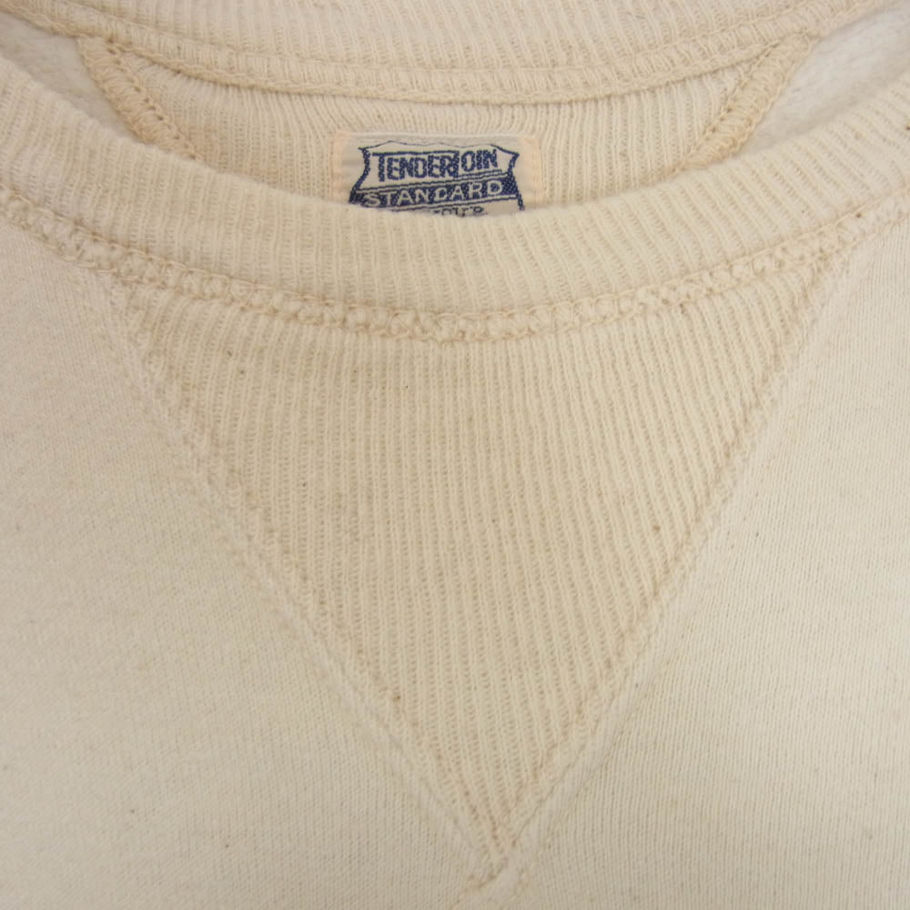 TENDERLOIN テンダーロイン T-SWEAT両Vガゼット バック ロゴ プリント スウェット シャツ 裏起毛 オフホワイト系 S【中古】