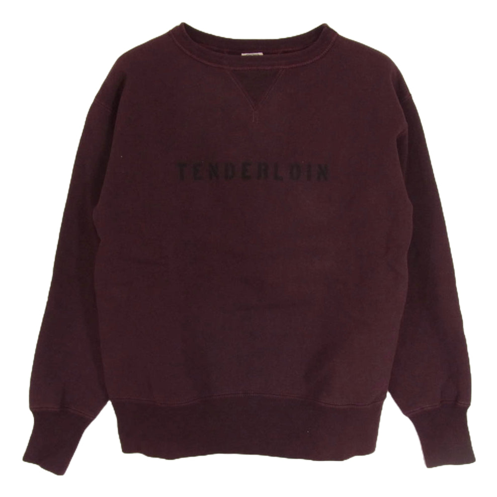 TENDERLOIN テンダーロイン 両Vガゼット ロゴ プリント スウェット シャツ 裏起毛 ボルドー パープル系 S【中古】