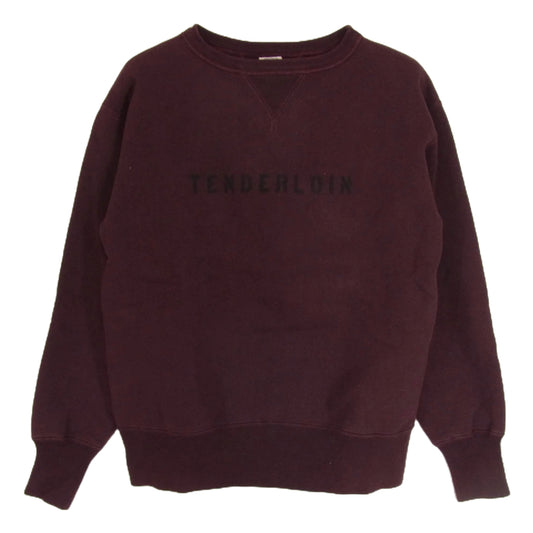 TENDERLOIN テンダーロイン 両Vガゼット ロゴ プリント スウェット シャツ 裏起毛 ボルドー パープル系 S【中古】