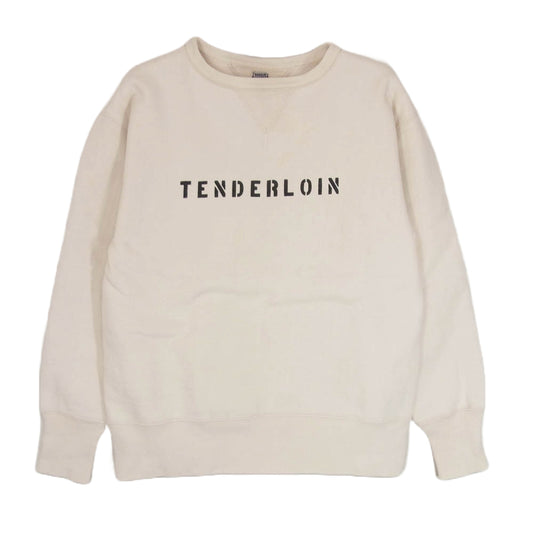TENDERLOIN テンダーロイン T-SWEAT 両Vガゼット ロゴ プリント スウェット シャツ 裏起毛 オフホワイト系 S【中古】