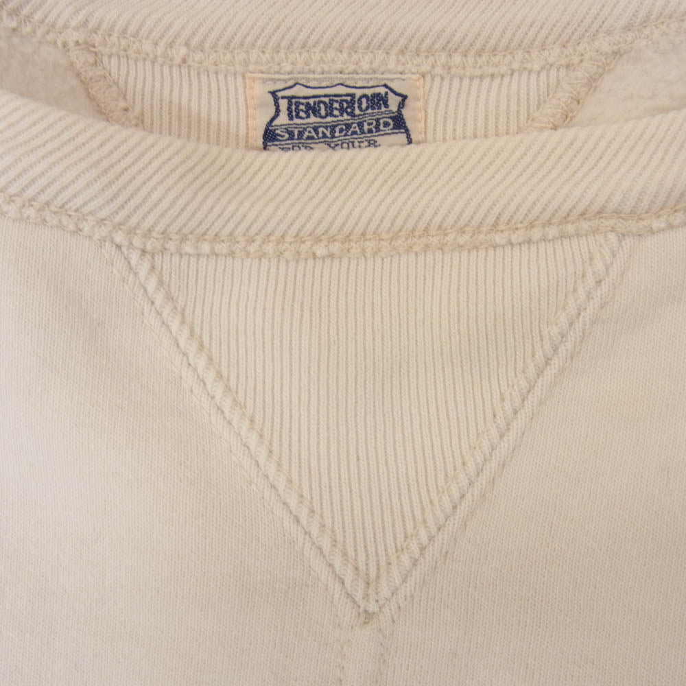TENDERLOIN テンダーロイン T-SWEAT 両Vガゼット ロゴ プリント スウェット シャツ 裏起毛 オフホワイト系 S【中古】