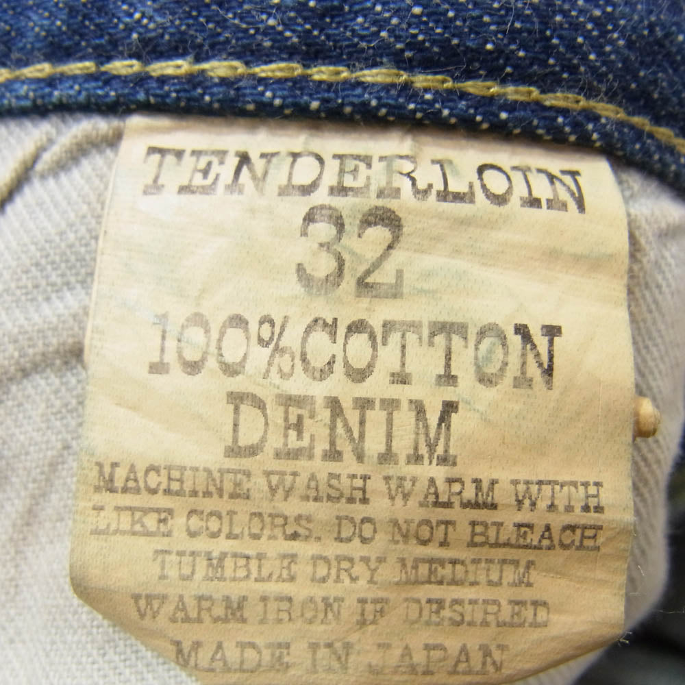 TENDERLOIN テンダーロイン T-RIDERS シンチバック ボタンフライ セルビッチ デニム パンツ インディゴブルー系 32【中古】