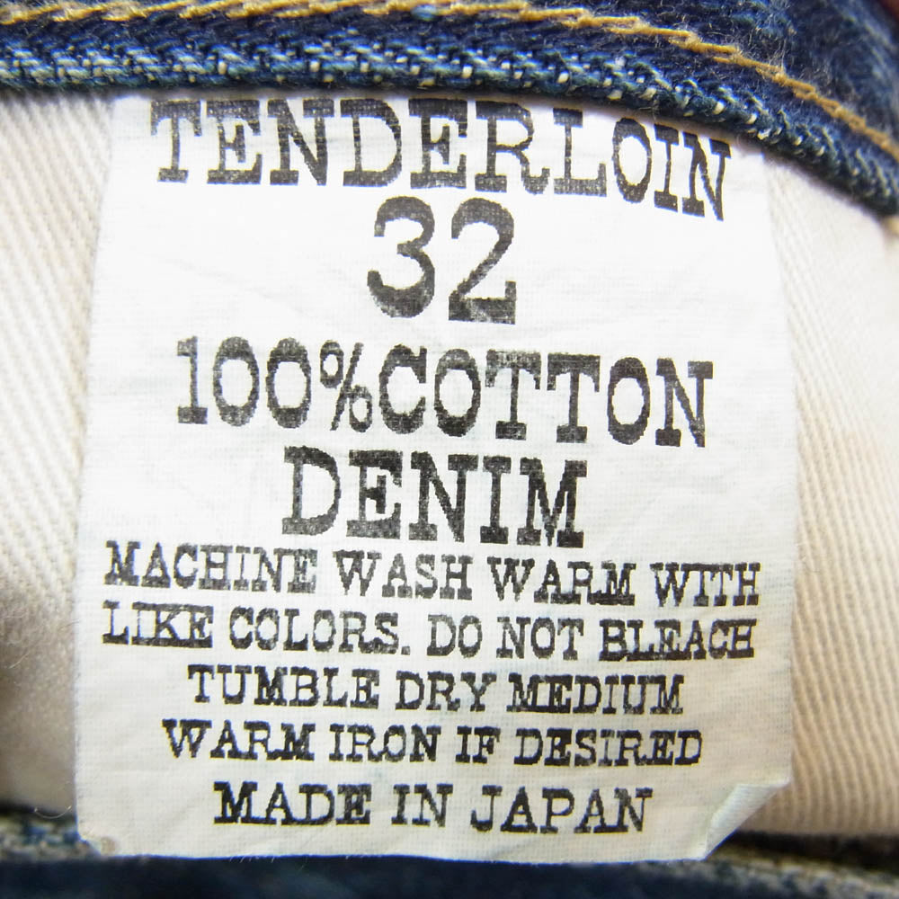 TENDERLOIN テンダーロイン T-RIDERS C TALON ジップ ジッパーフライ セルビッチ 赤耳 デニム パンツ インディゴブルー系 32【中古】
