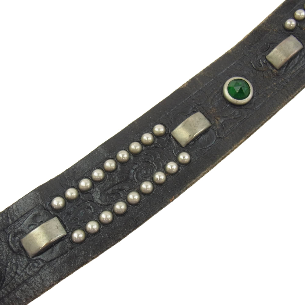 TENDERLOIN テンダーロイン HTC PORTER T-STUDS BELTスタッズ ストーン レザー ベルト ブラウン系 34【中古】