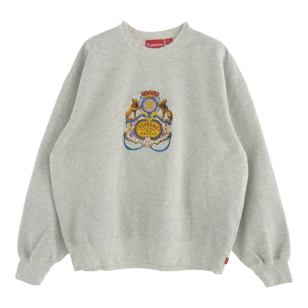 Supreme シュプリーム 23SS Crest Crewneck クレスト クルーネック スウェット グレー系 M【中古】