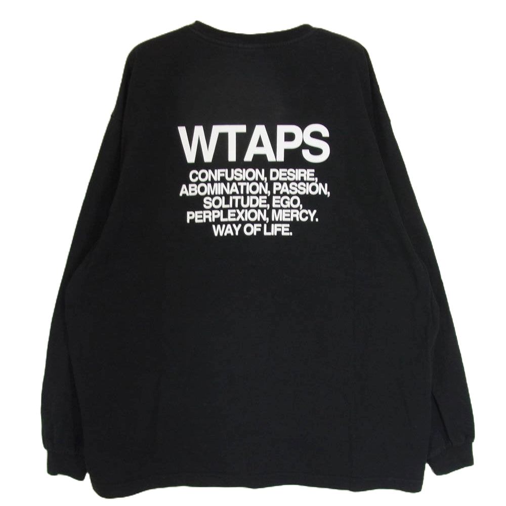 WTAPS ダブルタップス 23SS 231ATDT-LTM04S INGREDIENTS バックロゴ プリント ロングスリーブ 長袖 Tシャツ ロンT カットソー ブラック系 X02【中古】