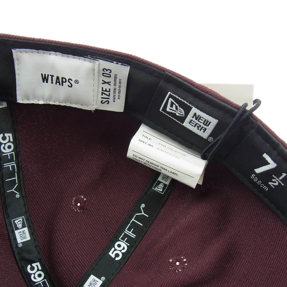 WTAPS ダブルタップス 24AW 242NENED-HT02 × NEW ERA ニューエラ ロゴ刺繍 6パネル ベースボール キャップ 帽子 エンジ系 59.6cm【新古品】【未使用】【中古】