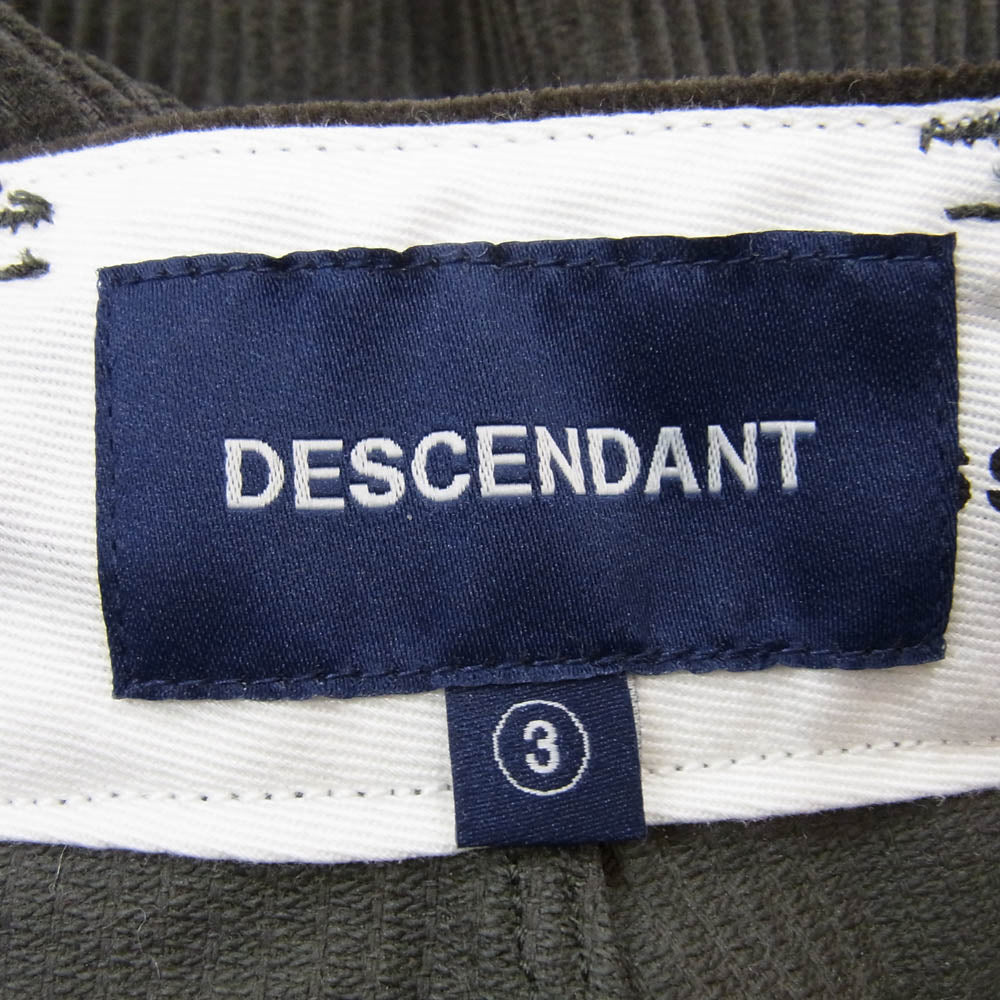 DESCENDANT ディセンダント 23AW 232TQDS-PTM03 DC-6 GDT CORDUROY TROUSERS コーデュロイ トラウザーズ パンツ チャコール系 3【新古品】【未使用】【中古】