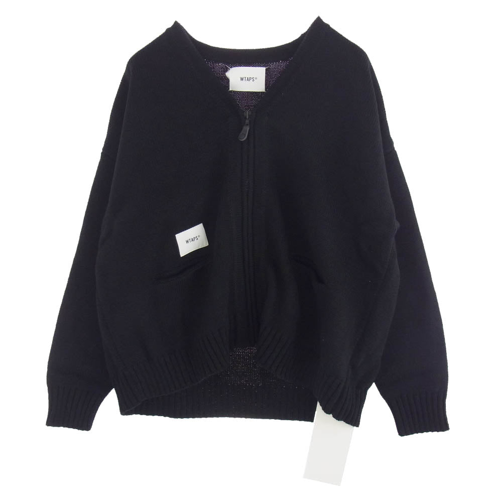 WTAPS ダブルタップス 21AW 212MADT-KNM01 PALMER SWEATER POLY ジップ ニット カーディガン ブラック系 SIZE X03【新古品】【未使用】【中古】