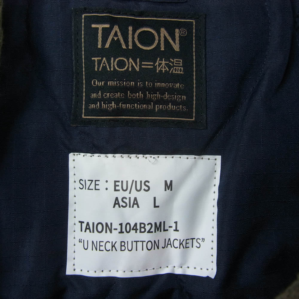 タイオン TAION-104B2ML-1 ミリタリー クルーネック キルティング ダウン ジャケット カーキ系 L【美品】【中古】