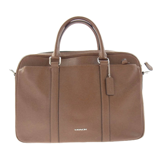 COACH コーチ F59057 レザー ブリーフケース ビジネス バッグ ブラウン系【中古】