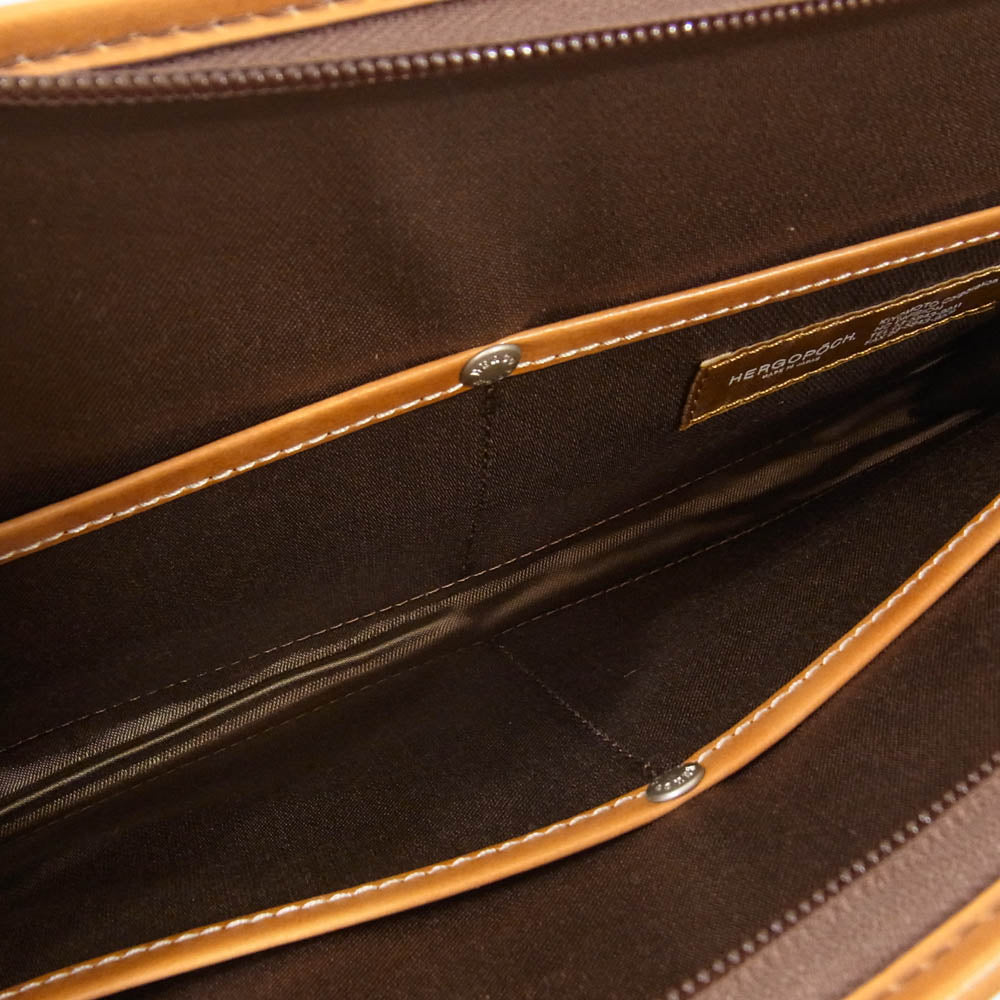 エルゴポック レザー クラッチ バッグ セカンド バッグ ブラウン系【極上美品】【中古】