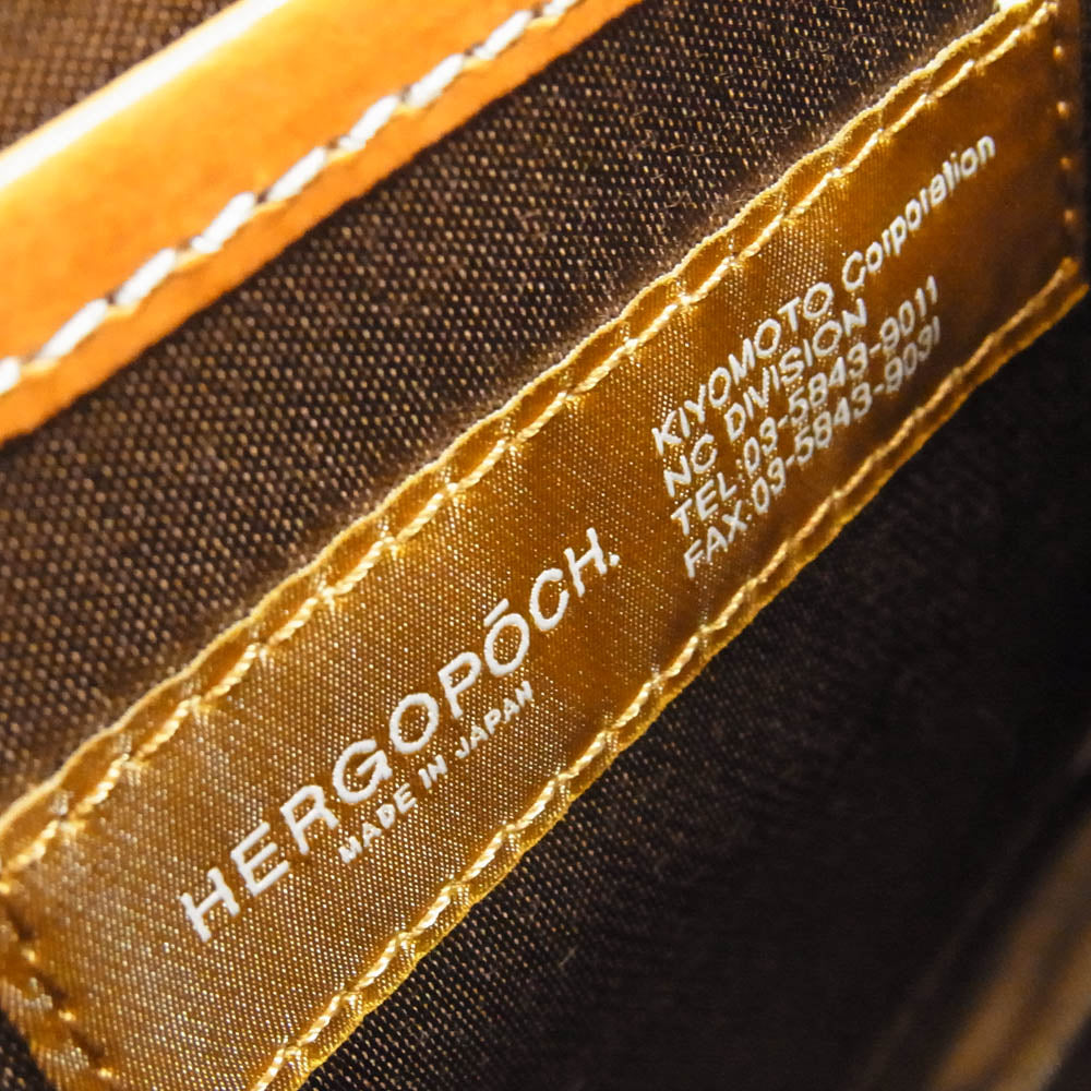 エルゴポック レザー クラッチ バッグ セカンド バッグ ブラウン系【極上美品】【中古】