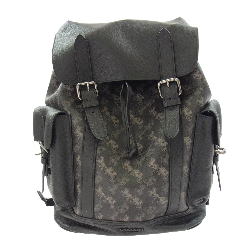 COACH コーチ 89897 ホースアンドキャリッジ レザー リュック バックパック ブラック系【中古】