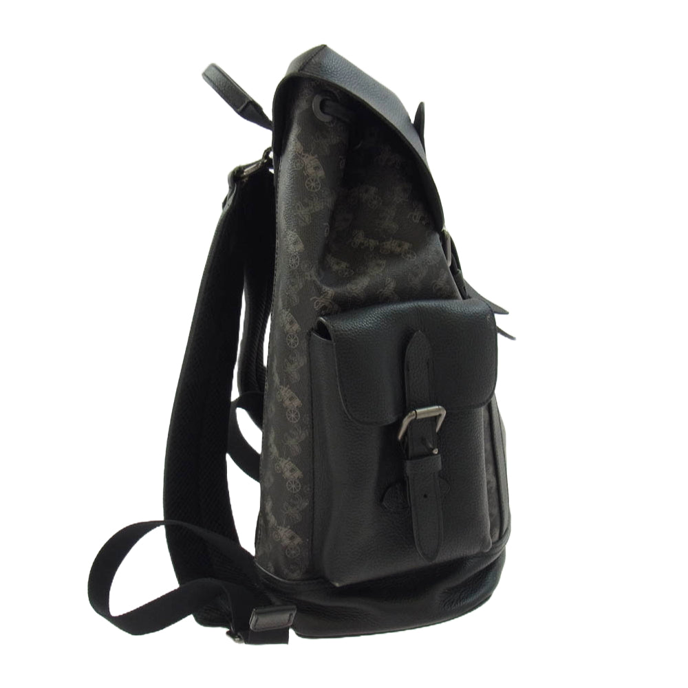 COACH コーチ 89897 ホースアンドキャリッジ レザー リュック バックパック ブラック系【中古】