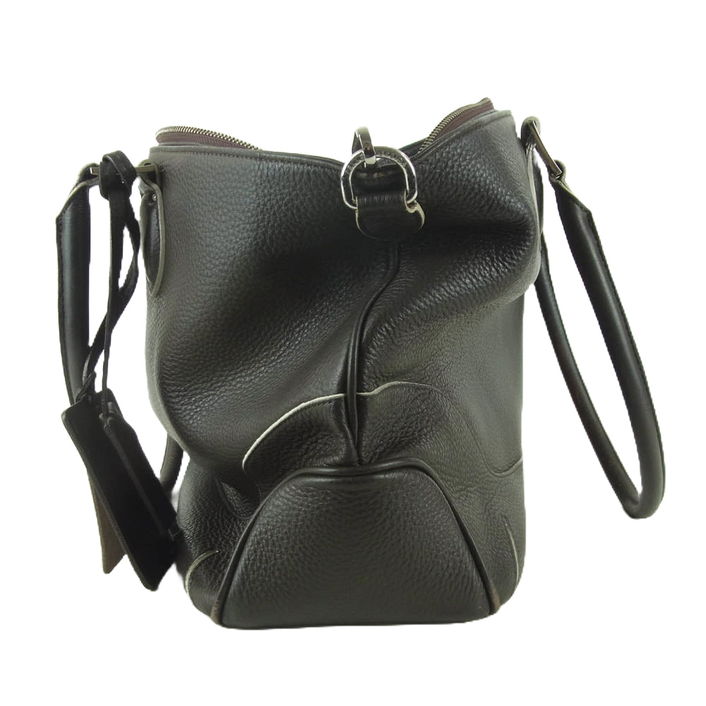 PELLE MORBIDA ペッレモルビダ MB-048 2 WAY レザー トート バック ショルダー バッグ 日本製 ダークブラウン系【中古】