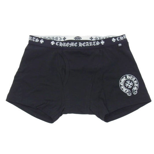 CHROME HEARTS クロムハーツ（原本無） SHORT BOXER ショートボクサーパンツ ロゴプリント 下着 ブラック系 L【新古品】【未使用】【中古】