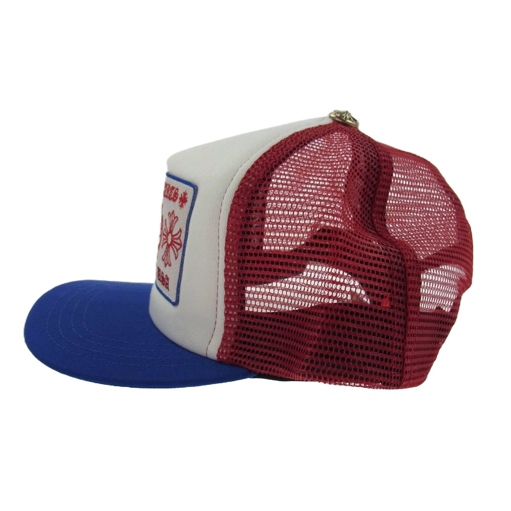 CHROME HEARTS クロムハーツ（原本無） TRUCKER CAP CHパッチ クロスボール付 トラッカー キャップ メッシュ キャップ トリコロール ブルー系 レッド系【極上美品】【中古】