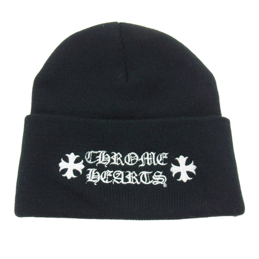 CHROME HEARTS クロムハーツ（原本無） WOOL WATCH CAP ウールワッチキャップ ロゴ刺繍 ビーニー  ニットキャップ ブラック系【極上美品】【中古】