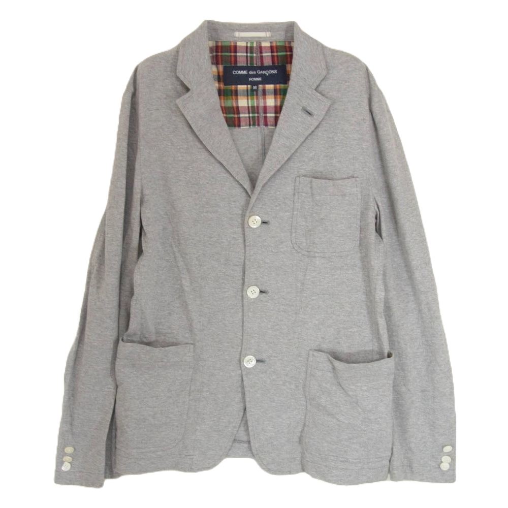 COMME des GARCONS HOMME コムデギャルソンオム HC-J133 AD2008 裏地マドラスチェック コットン 3B テーラード ジャケット グレー系 M【中古】