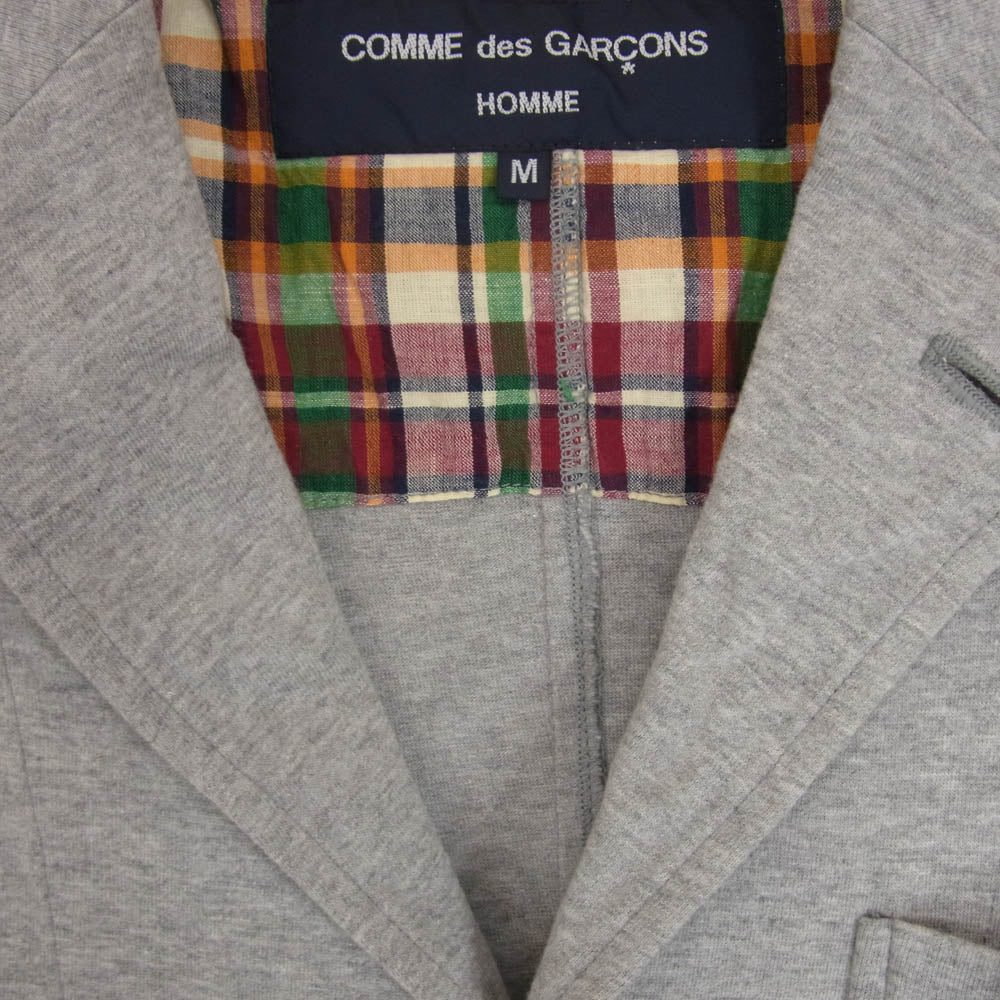 COMME des GARCONS HOMME コムデギャルソンオム HC-J133 AD2008 裏地マドラスチェック コットン 3B テーラード ジャケット グレー系 M【中古】