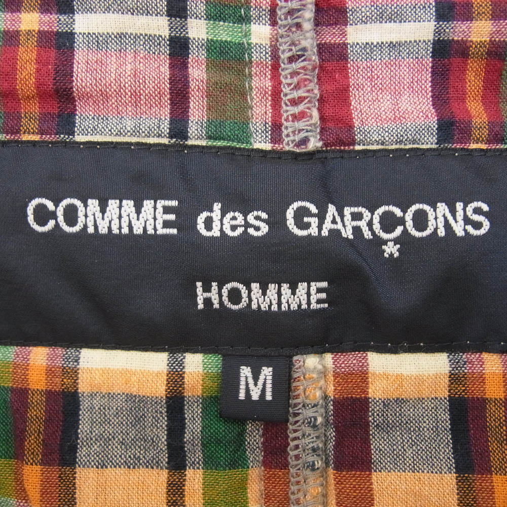 COMME des GARCONS HOMME コムデギャルソンオム HC-J133 AD2008 裏地マドラスチェック コットン 3B テーラード ジャケット グレー系 M【中古】