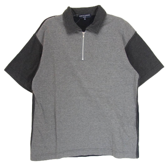 COMME des GARCONS HOMME コムデギャルソンオム AD2004 HO-T027 カラー切替 ハーフ ジップ 半袖 シャツ グレー系 S【中古】