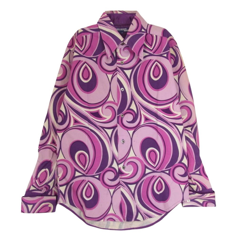 JUNYA WATANABE COMME des GARCONS MAN ジュンヤワタナベコムデギャルソンマン 素材切替 マーブル柄 襟芯入り 長袖 シャツ パープル系 M【中古】