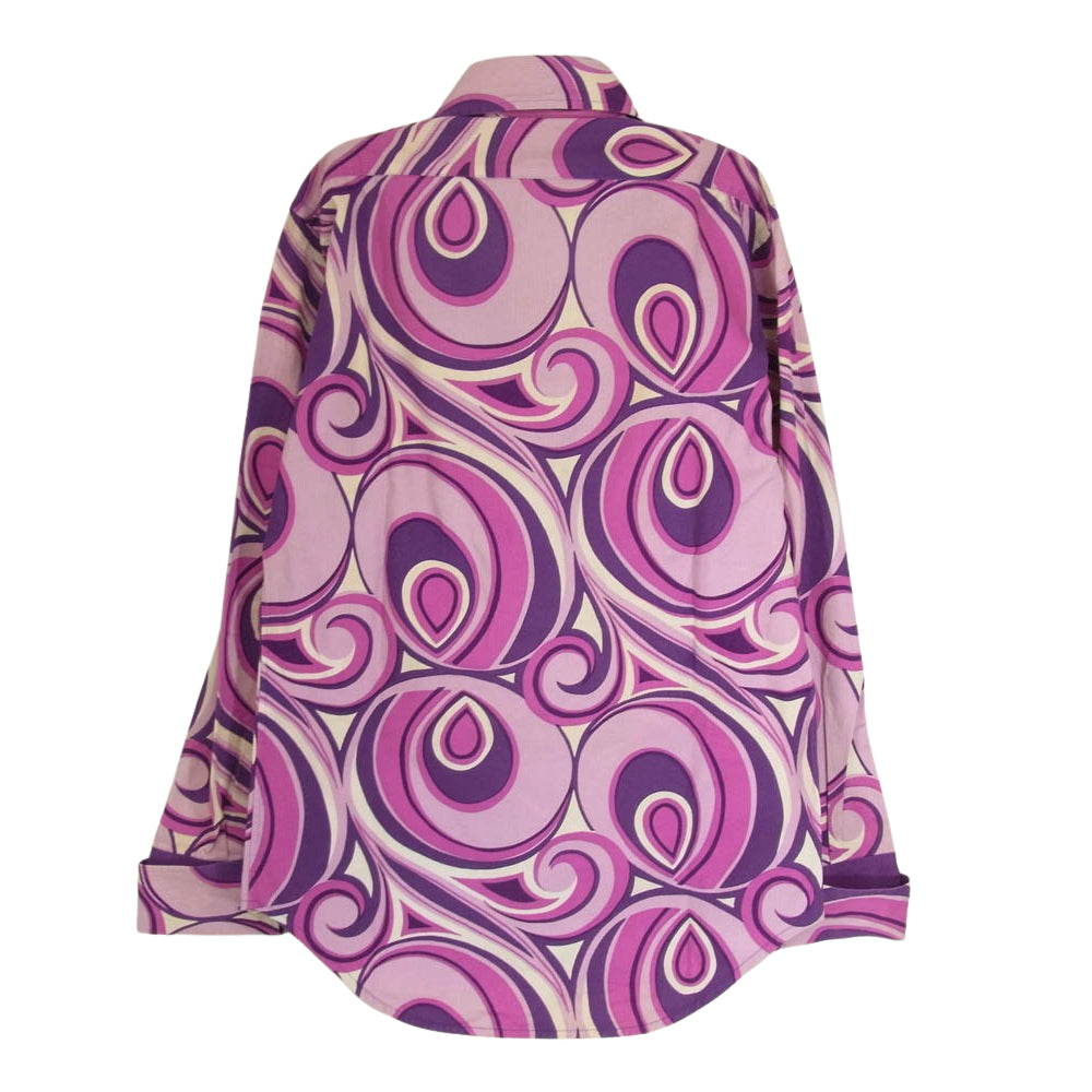 JUNYA WATANABE COMME des GARCONS MAN ジュンヤワタナベコムデギャルソンマン 素材切替 マーブル柄 襟芯入り 長袖 シャツ パープル系 M【中古】