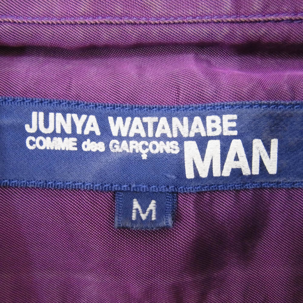 JUNYA WATANABE COMME des GARCONS MAN ジュンヤワタナベコムデギャルソンマン 素材切替 マーブル柄 襟芯入り 長袖 シャツ パープル系 M【中古】