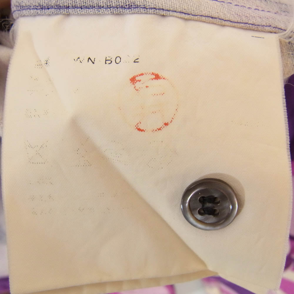 JUNYA WATANABE COMME des GARCONS MAN ジュンヤワタナベコムデギャルソンマン 素材切替 マーブル柄 襟芯入り 長袖 シャツ パープル系 M【中古】