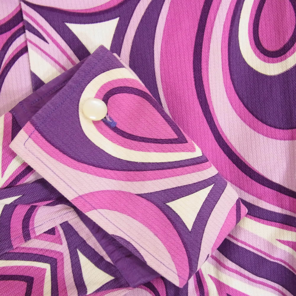 JUNYA WATANABE COMME des GARCONS MAN ジュンヤワタナベコムデギャルソンマン 素材切替 マーブル柄 襟芯入り 長袖 シャツ パープル系 M【中古】